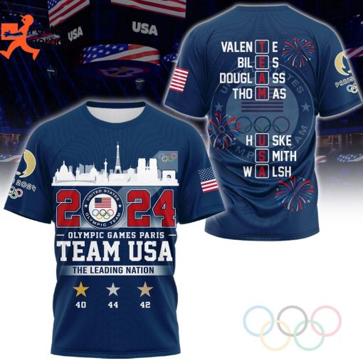 2024 Olympic Games Paris Team USA The Leading Nation 3D T-Shirt