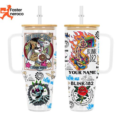 Blink-182 Tour 2024 Design Tumbler With Handle And Straw