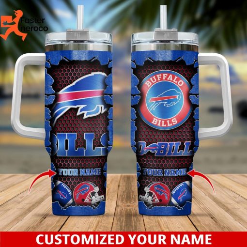 Buffalo Bills Football Tumbler With Handle And Straw