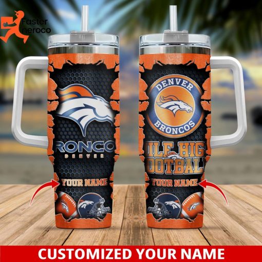 Denver Broncos Football Tumbler With Handle And Straw