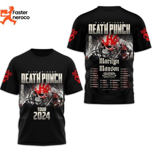 Five Finger Death Punch Tour 2024 Marilyn Manson 3D T-Shirt