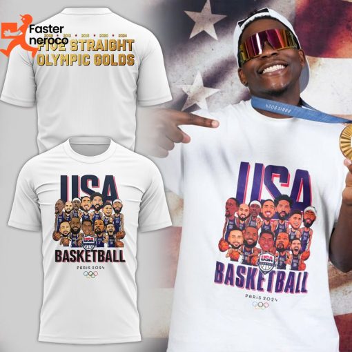 Gold Medal USA Team Basketball – Five Straight Olympic Golds 3D T-Shirt