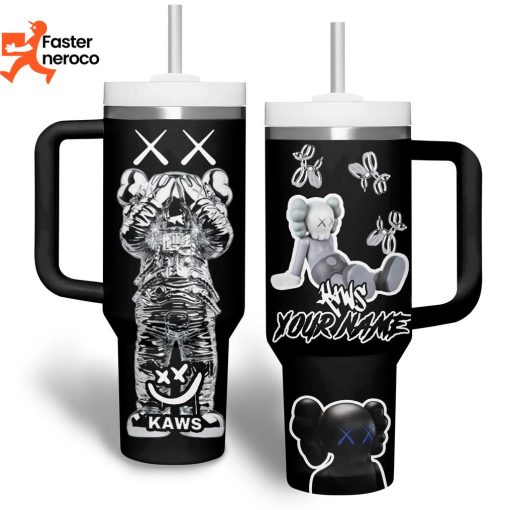 Personalized Kaws Design Design Tumbler With Handle And Straw