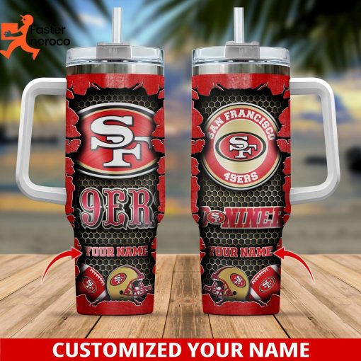 San Francisco 49ers Football Tumbler With Handle And Straw