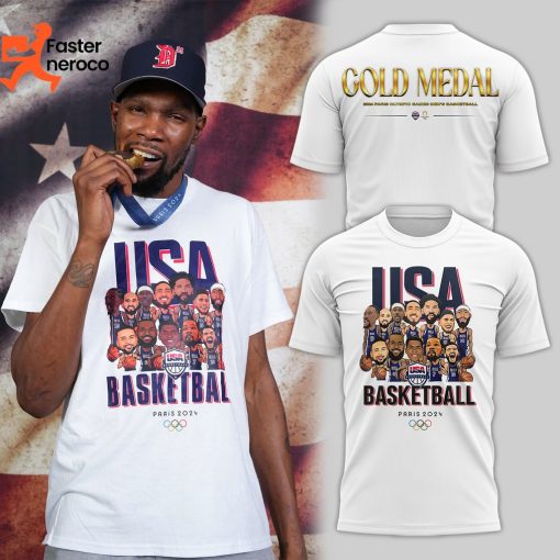 USA Men Basketball Olympic Paris 2024 Gold Medal 3D T-Shirt