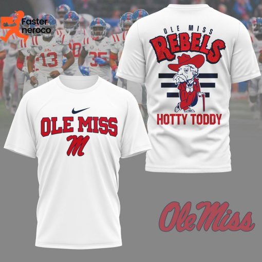 Ole Miss Rebels Hotty Toddy Design 3D T-Shirt -White