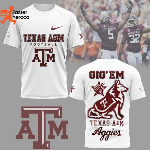 Texas A&M Aggies Football Gig Em Design 3D T-Shirt